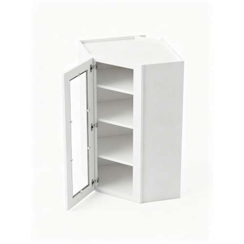 24 in. x 42 in. Assembled Easy Reach Wall Cabinet with Left Remington Frame Clear Glass Door, White, SMDCW2442GDL-ASM-FR01-WH-C