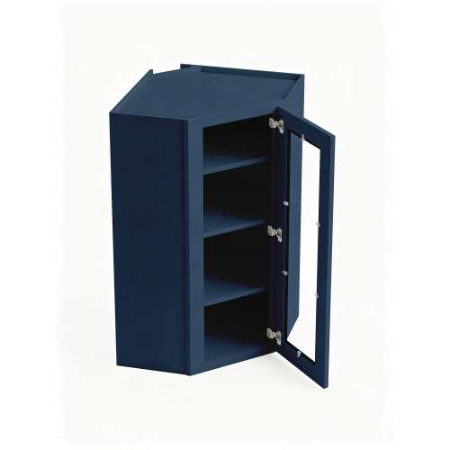 24 in. x 42 in. Assembled Easy Reach Wall Cabinet with Right Remington Frame Clear Glass Door, Navy Blue, SMDCW2442GDR-ASM-FR01-NB-C
