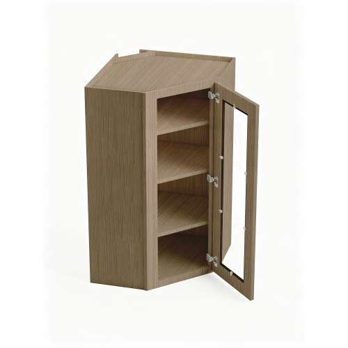 Framington 24 in. x 42 in. Ready to Assemble Easy Reach Wall Cabinet with Remington Frame Clear Glass Door, Tan Wood, SMDCW2442GD-RTA-FR01-TW-C