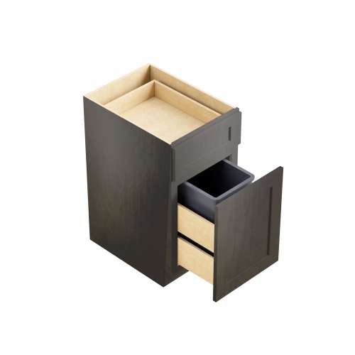 SMBWB18-RTA-FR01-SG Framington 18-in x 24-in x 35-in Ready To Assemble Remington Single Trash Can Pull-Out Base Cabinet, Smokey Grey