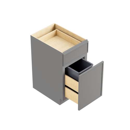SMBWB18-ASM-FR02-LG Framington 18-in x 24-in x 35-in Assembled Latitude Single Trash Can Pull-Out Base Cabinet, Light Grey