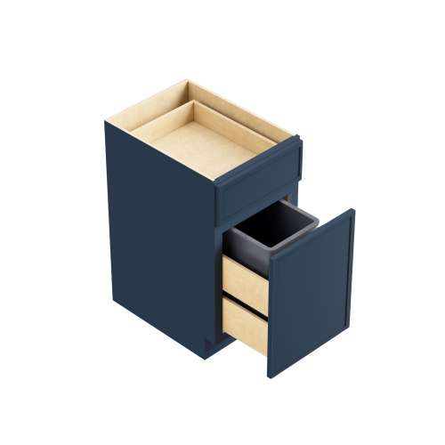 SMBWB18-ASM-FR02-NB Framington 18-in x 24-in x 35-in Assembled Latitude Single Trash Can Pull-Out Base Cabinet, Navy Blue