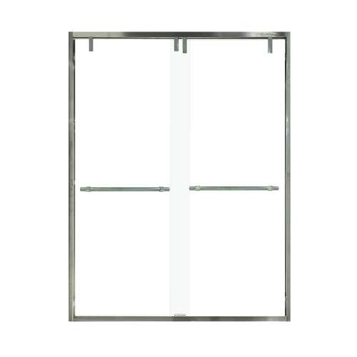 Samuel Mueller Eye Drop 60-in X 80-in By-Pass Shower Door with 3/8-in Low Iron Glass and Barrington Knurled Handle, Brushed Stainless