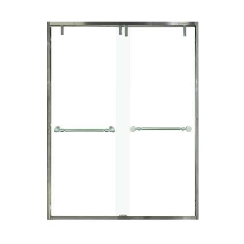 Samuel Mueller Eye Drop 60-in X 80-in By-Pass Shower Door with 3/8-in Clear Glass and Nicholson Handle, Brushed Stainless