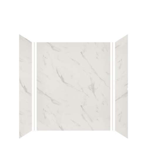 Samuel Mueller Silhouette 60-in x 36-in x 72-in Glue to Wall 3-Piece Tub Wall Kit, Pearl Stone