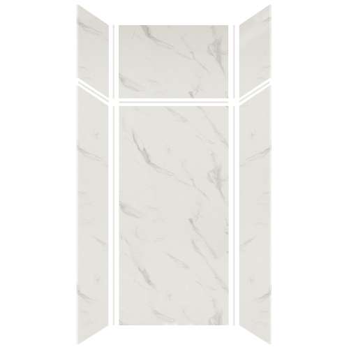 Samuel Mueller Silhouette 36-in x 36-in x 72/24-in Glue to Wall 3-Piece Transition Shower Wall Kit, Pearl Stone