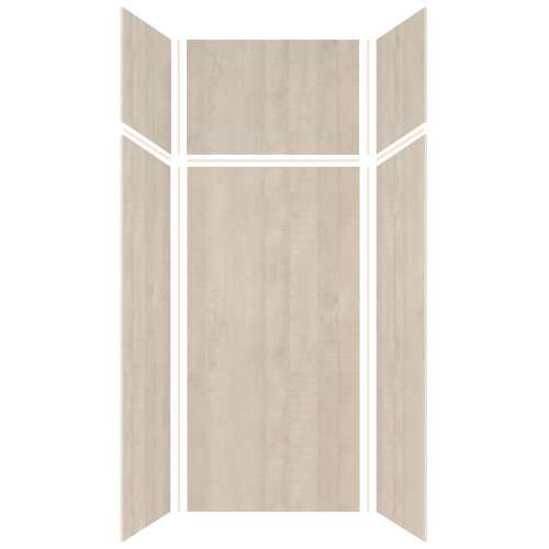 Silhouette 36-in x 36-in x 72/24-in Glue to Wall 3-Piece Transition Shower Wall Kit, Washed Oak