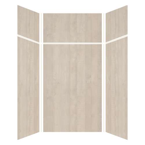 Silhouette 48-in x 48-in x 72/24-in Glue to Wall 3-Piece Transition Shower Wall Kit, Washed Oak