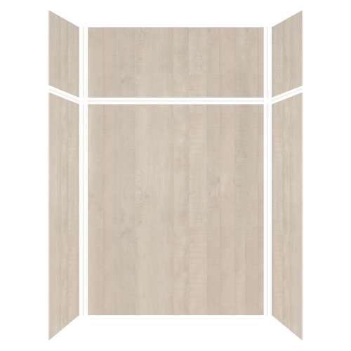 Silhouette 60-in x 36-in x 72/24-in Glue to Wall 3-Piece Transition Shower Wall Kit, Washed Oak