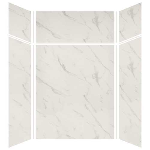 Silhouette 60-in x 48-in x 72/24-in Glue to Wall 3-Piece Transition Shower Wall Kit, Pearl Stone