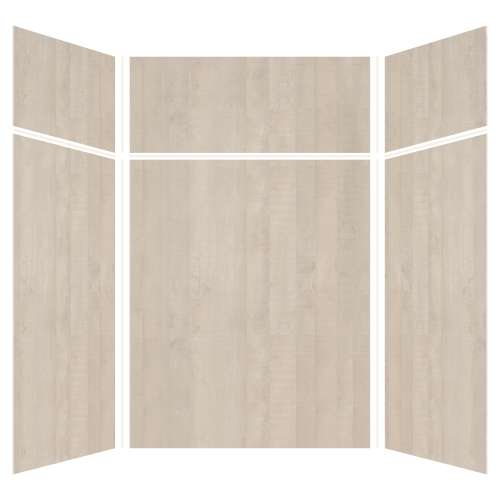 Silhouette 60-in x 60-in x 72/24-in Glue to Wall 3-Piece Transition Shower Wall Kit, Washed Oak