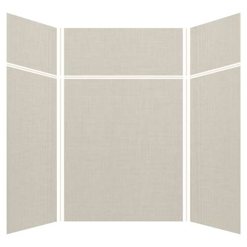 Silhouette 60-in x 60-in x 72/24-in Glue to Wall 3-Piece Transition Shower Wall Kit, Linen