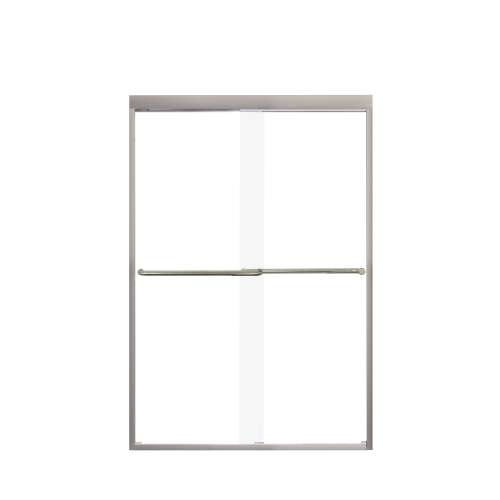 Samuel Mueller Franklin 48-in X 70-in By-Pass Shower Door with 5/16-in Clear Glass and Contour Handle, Brushed Stainless