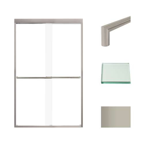 Samuel Müeller SMFBPT487608C-T-BS Franklin 47-in x 76-in By-Pass Shower Door With 5/16-in Clear Glass And Tyler Handles, Brushed Stainless