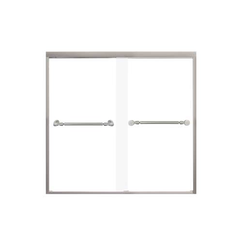 Franklin 60-in X 58-in By-Pass Bathtub Door with 5/16-in Frost Glass and Nicholson Handle, Brushed Stainless