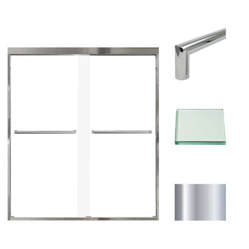 Samuel Müeller SMFBPT607008C-T-PC Franklin 59-in x 70-in By-Pass Shower Door With 5/16-in Clear Glass And Tyler Handles, Polished Chrome