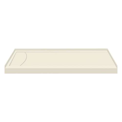 Samuel Mueller SMFSLB6032L-02 60-In X 32-In Cast Solid Surface Low Profile Tub Replacement Shower Base With Linear Concealed Left Hand Drain, Cameo
