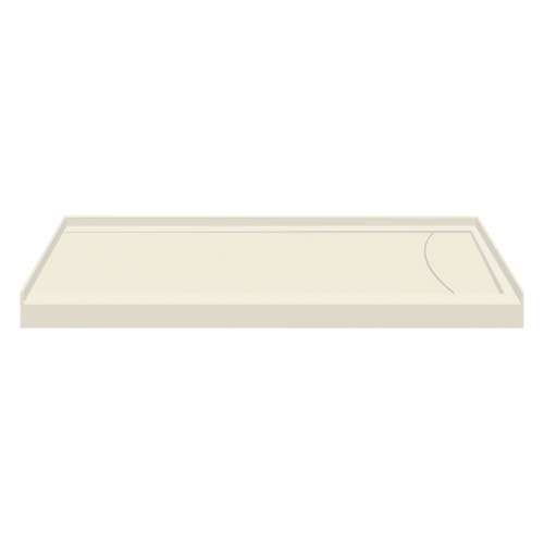 Samuel Mueller SMFSLB6032R-02 60-In X 32-In Cast Solid Surface Low Profile Tub Replacement Shower Base With Linear Concealed Right Hand Drain, Cameo