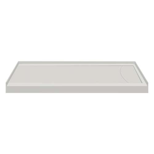 Samuel Mueller SMFSLB6032R-87 60-In X 32-In Cast Solid Surface Low Profile Tub Replacement Shower Base With Linear Concealed Right Hand Drain, Concrete