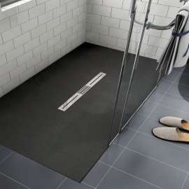 SMFZS4836C-09 Trimslate 48-in x 36-in Zero Threshold Shower Base with Center Drain, Black