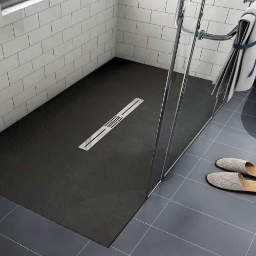 SMFZS7242C-09 Trimslate 72-in x 42-in Zero Threshold Shower Base with Center Drain, Black