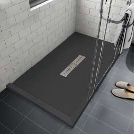 SMFZSDT4836C-09 Trimslate 48-in x 36-in Shower Base with Adjustable Double Threshold and Center Drain, Black