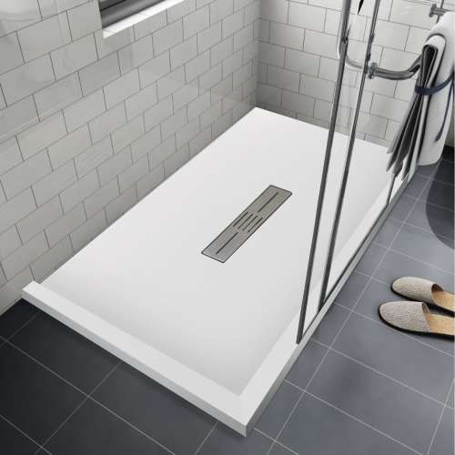 SMFZSDT6642C-31 Trimslate 66-in x 42-in Shower Base with Adjustable Double Threshold and Center Drain, White