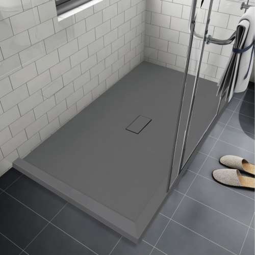 SMFZSDT5140C-40 Trimslate 51-in x 40-in Shower Base with Adjustable Double Threshold and Center Drain, Dark Grey