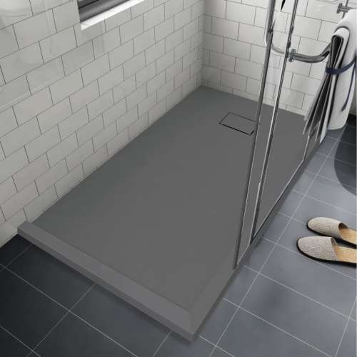 SMFZSDTR6036-40 Trimslate 60-in x 36-in Tub Replacement Shower Base with Adjustable Double Threshold and End Drain, Dark Grey