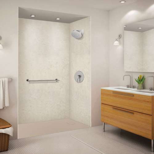 SMFZSP6036-33 Trimslate Plus 60-in x 36-in Zero Threshold Tub Replacement Shower Base with End Drain, Caramel