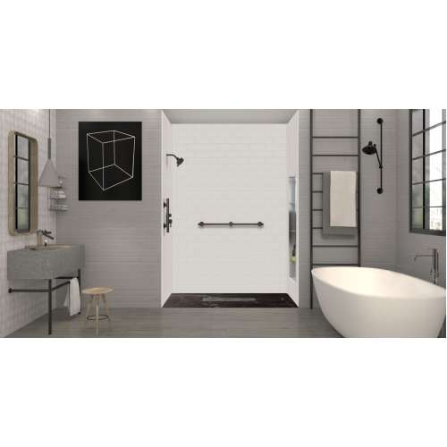 SMFZSP6042C-61 Trimslate Plus 60-in x 42-in Zero Threshold Shower Base with Center Drain, Argenti Black