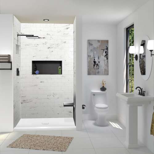 SMFZST6340C-31 Trimslate 63-in x 40-in Shower Base with Adjustable Single Threshold and Center Drain, White