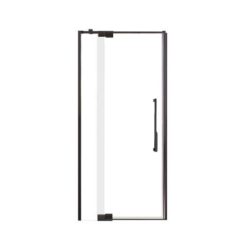 Samuel Mueller Innova 36-in X 76-in Pivot Shower Door with 3/8-in Clear Glass and Juliette Handle and Knob Handle, Matte Black