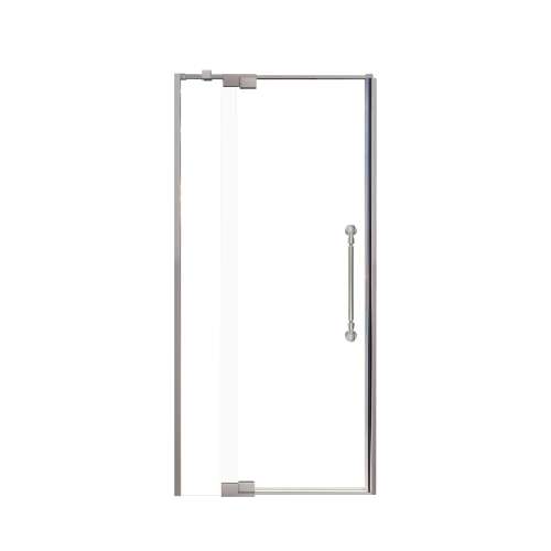 Innova 36-in X 76-in Pivot Shower Door with 3/8-in Clear Glass and Nicholson Handle and Knob Handle, Brushed Stainless