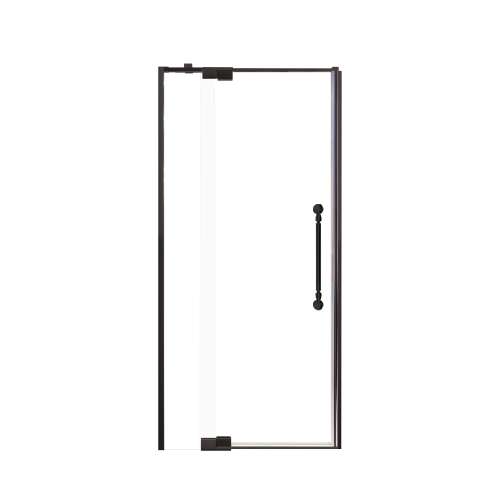 Innova 36-in X 76-in Pivot Shower Door with 3/8-in Clear Glass and Nicholson Handle and Knob Handle, Matte Black