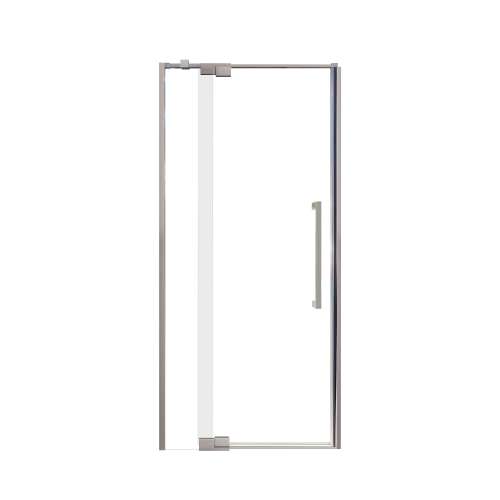Samuel Mueller Innova 36-in X 76-in Pivot Shower Door with 3/8-in Clear Glass and Sampson Handle and Knob Handle, Brushed Stainless