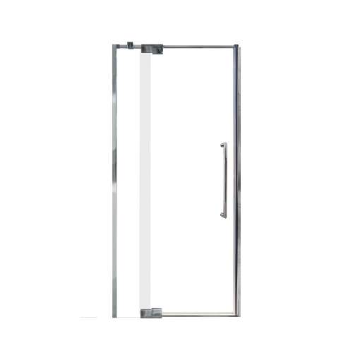 Samuel Mueller Innova 36-in X 76-in Pivot Shower Door with 3/8-in Clear Glass and Tyler Handle and Knob Handle, Polished Chrome