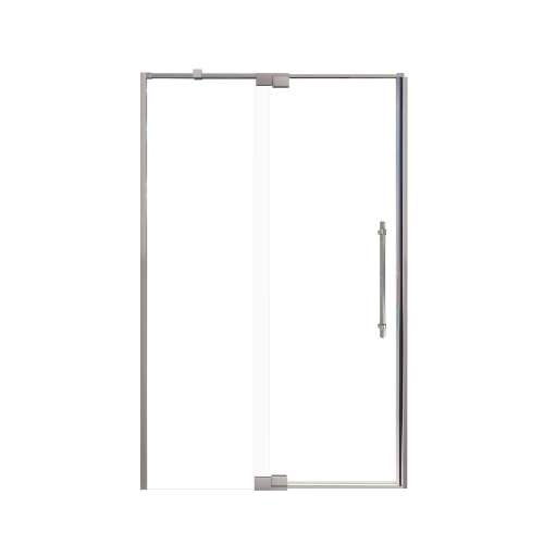 Innova 48-in X 76-in Pivot Shower Door with 3/8-in Clear Glass and Barrington Knurled Handle and Knob Handle, Brushed Stainless