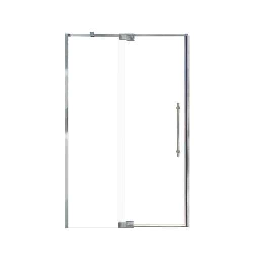 Samuel Mueller Innova 48-in X 76-in Pivot Shower Door with 3/8-in Clear Glass and Barrington Knurled Handle and Knob Handle, Polished Chrome