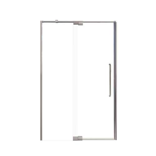 Samuel Mueller Innova 48-in X 76-in Pivot Shower Door with 3/8-in Clear Glass and Contour Handle and Knob Handle, Brushed Stainless