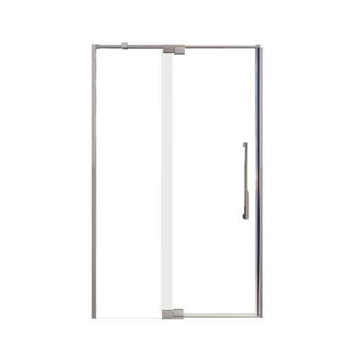 Samuel Mueller Innova 48-in X 76-in Pivot Shower Door with 3/8-in Clear Glass and Juliette Double-Sided Handle, Brushed Stainless