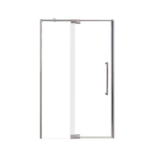 Samuel Mueller Innova 48-in X 76-in Pivot Shower Door with 3/8-in Clear Glass and Tyler Handle and Knob Handle, Brushed Stainless