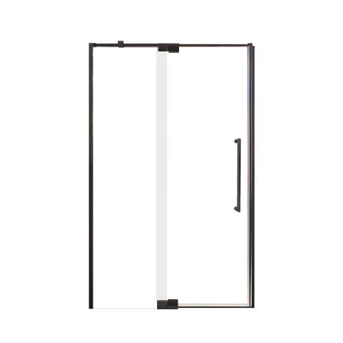Innova 48-in X 76-in Pivot Shower Door with 3/8-in Clear Glass and Tyler Handle and Knob Handle, Matte Black
