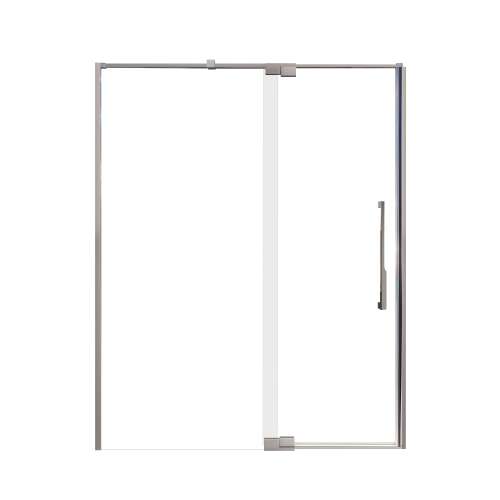 Samuel Mueller Innova 60-in X 76-in Pivot Shower Door with 3/8-in Clear Glass and Juliette Handle and Knob Handle, Brushed Stainless