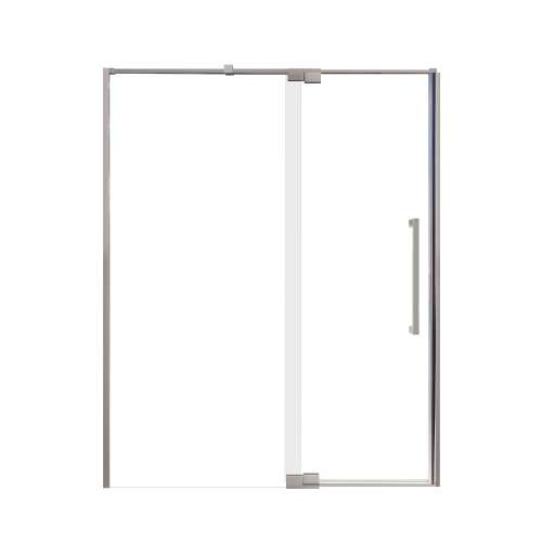 Samuel Mueller Innova 60-in X 76-in Pivot Shower Door with 3/8-in Clear Glass and Sampson Handle and Knob Handle, Brushed Stainless