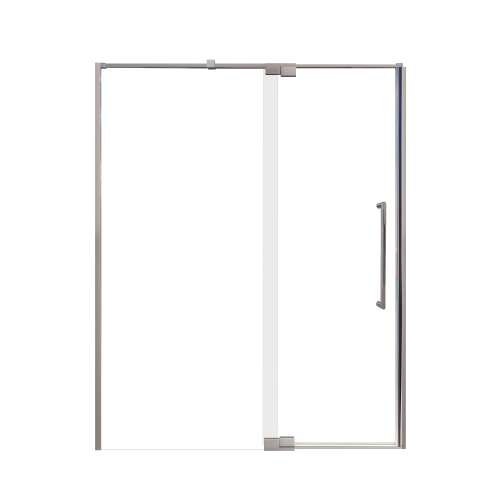Innova 60-in X 76-in Pivot Shower Door with 3/8-in Clear Glass and Tyler Handle and Knob Handle, Brushed Stainless