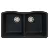 Samuel Müeller Adagio Granite 32-in Kitchen Sink Kit with Grids, Strainers and Drain Installation Kit in Black