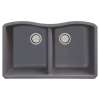 Samuel Müeller Adagio Granite 32-in Kitchen Sink Kit with Grids, Strainers and Drain Installation Kit in Grey