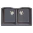 Samuel Müeller Adagio Granite 32-in Kitchen Sink Kit with Grids, Strainers and Drain Installation Kit in Grey