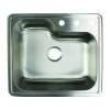 Samuel Müeller K-SMMTSB25229-MR2-8 Meridiana 25-In X 22-In X 9-In 16 Gauge Offset Single Bowl Drop-In Stainless Steel Kitchen Sink Kit With MR2-8 Faucet Holes, Bottom Sink Grid, Flip-Top Sink Strainer, And Sink Drain Installation Kit